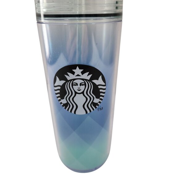 Starbucks 16 Oz Gradient Blue Double-Wall Acrylic Tumbler With Straw & Lid - Picture 2 of 7